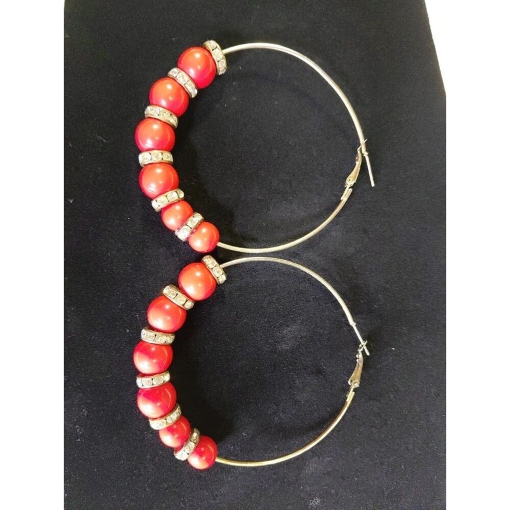 Red Hoop Earrings